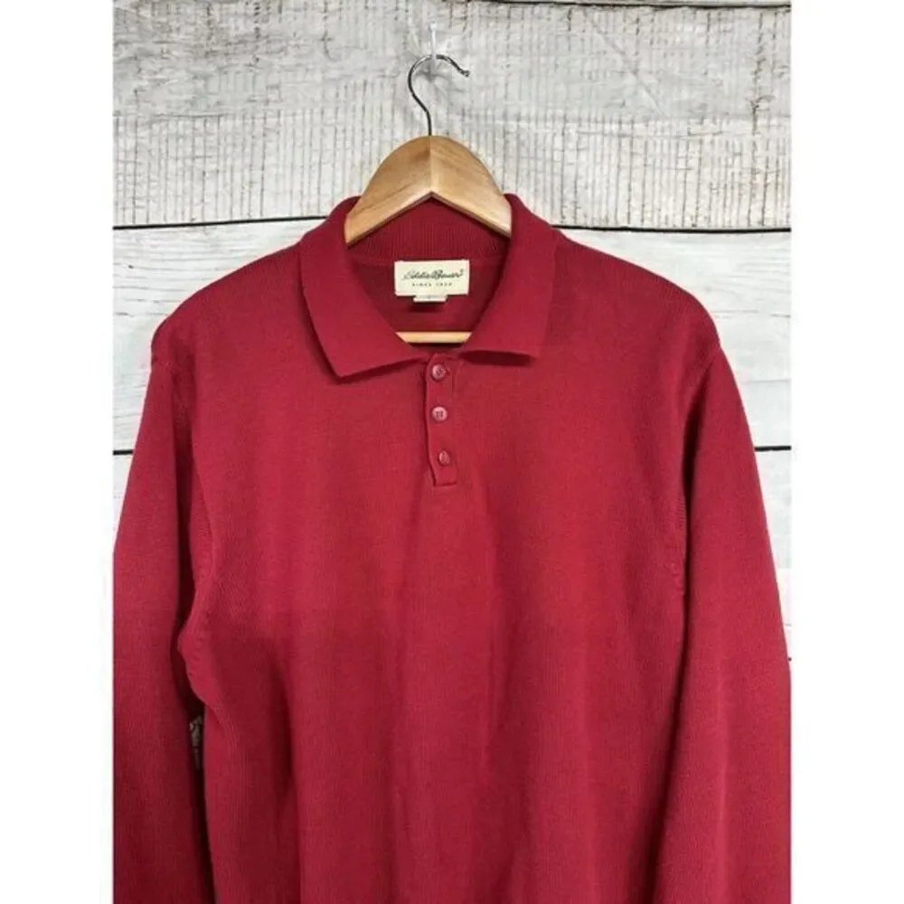 Eddie‎ Bauer Men's Ribbed Knit Henley Polo Sweater Red Size Large Australia